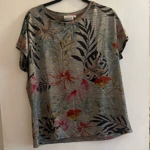 Dantelle Multicolor Tropical Floral Short Sleeve Tee